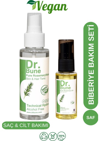 Saç Bakım Seti Saf Biberiye Yağı 30 ml - Saf Biberiye Suyu 100 ml