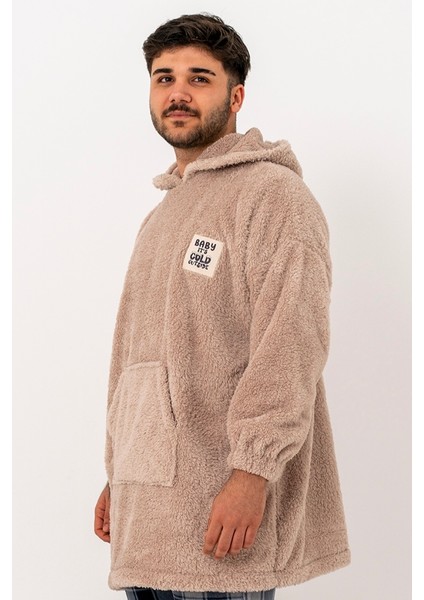 Oversıze Erkek Sweatshırt Çift Taraflı Polar Giyilebilir Battaniye