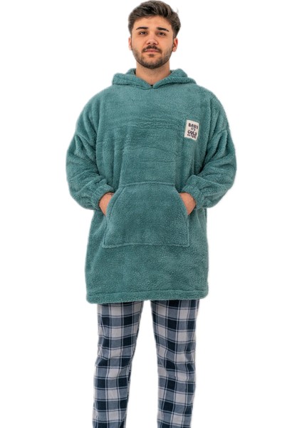 Oversıze Erkek Sweatshırt Çift Taraflı Polar Giyilebilir Battaniye