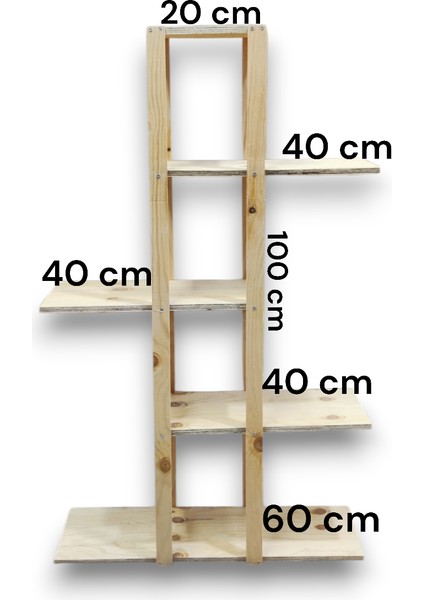 Çam Ahşap 5 Katlı Çiçeklik Saksılık Çiçek Standı Dekoratif Raf Çok Amaçlı Kullanım