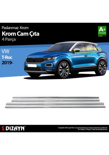 VW T-Roc Krom Cam Çıtası 4 Prç. 2019-2021 indirimleri