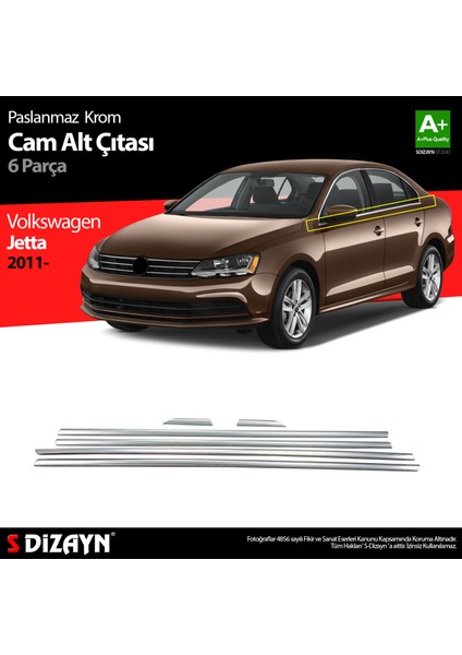 VW Jetta Krom Cam Çıta 6 Prç 2011-2019