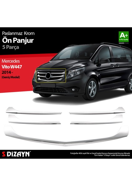 Mercedes Vito W447 Krom Ön Panjur Geniş Model 5 Prç. 2014-2020 indirimleri