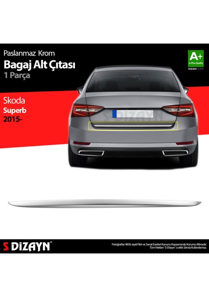 Skoda Superb Krom Bagaj Alt Çıtası 2015-2023