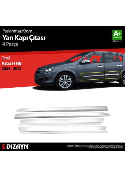 Opel Astra H HB Krom Yan Kapı Çıtası 4 Prç 2004-2013 indirimleri