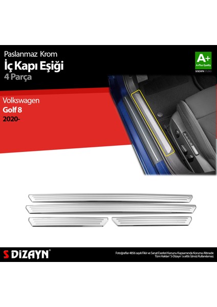 VW Golf 8 HB Krom İç Kapı Eşiği 4 Prç. 2020-2024