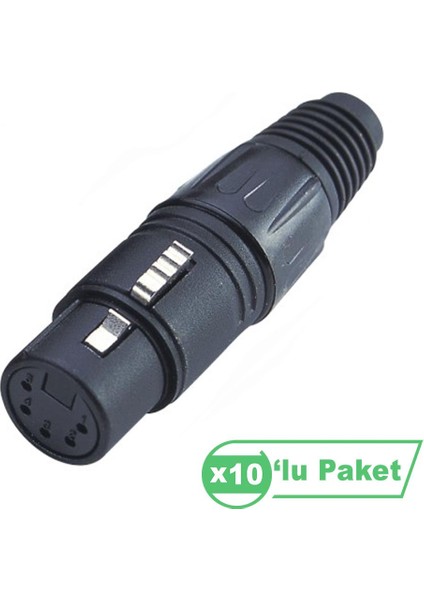 LA1011-5 Xlr 5-Pin Dişi Siyah Konnektör ( 10 Lu Paket )