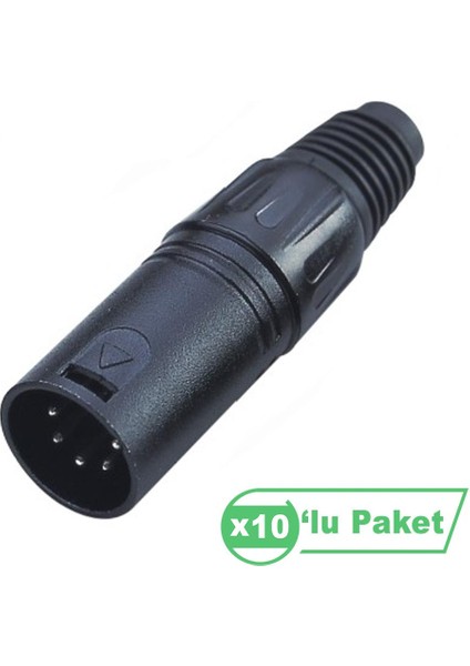 LA1012-5 Xlr 5-Pin Erkek Siyah Konnektör ( 10 Lu Paket )