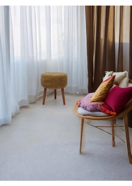 Cappuccino Teddy Kumaş Çay Seti Ikili Koltuk Berjer ve Puf Takımı (Salon, Balkon, Ofis) 3'lü Takım
