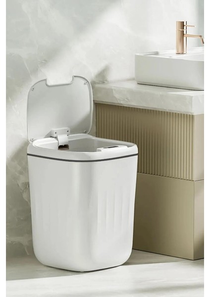 Sensörlü Çöp Kovası Mutfak Banyo Ofis 20L Uv Işık Antibakteriyel Koku Geçirmez Ergonomik Tasarımlı