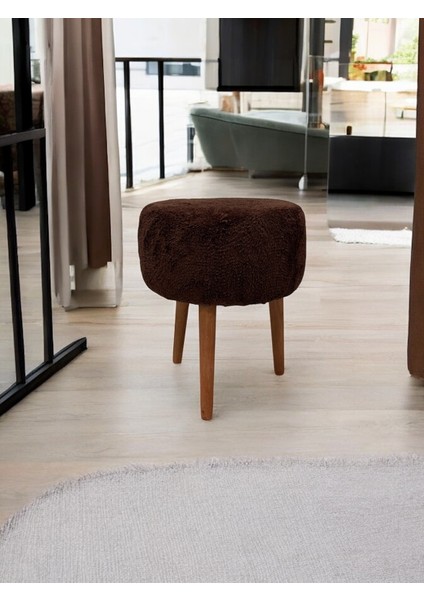 Kahverengi Teddy Kumaş Çay Seti İkili Koltuk Berjer ve Puf Takımı (Salon, Balkon, Ofis) 3'lü Takım modelleri