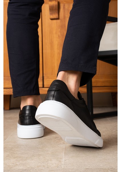 Tommy Erkek Deri Sneaker Ayakkabı Siyah