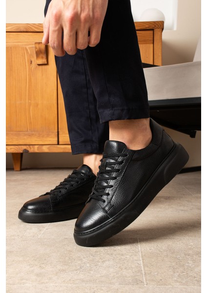 Tommy Erkek Deri Sneaker Ayakkabı Siyah modelleri