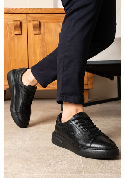 Tommy Erkek Deri Sneaker Ayakkabı Siyah indirimleri