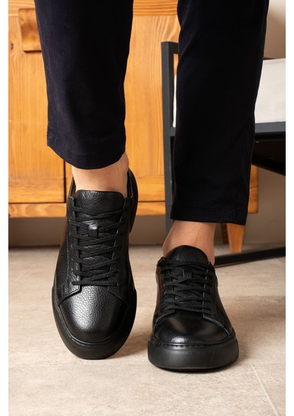 Tommy Erkek Deri Sneaker Ayakkabı Siyah
