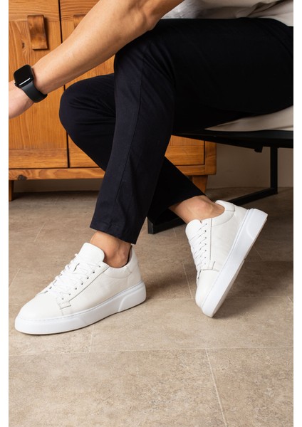 Tommy Erkek Deri Sneaker Ayakkabı Beyaz