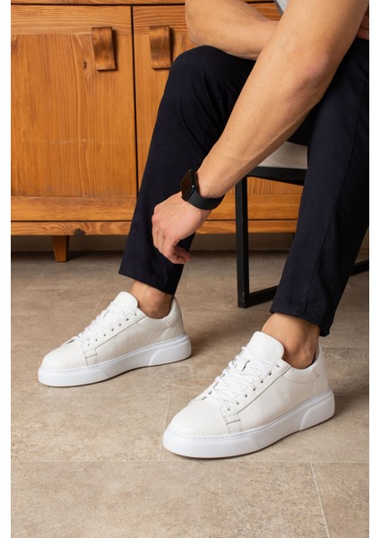 Tommy Erkek Deri Sneaker Ayakkabı Beyaz