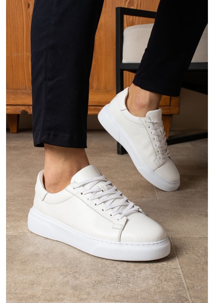 Tommy Erkek Deri Sneaker Ayakkabı Beyaz