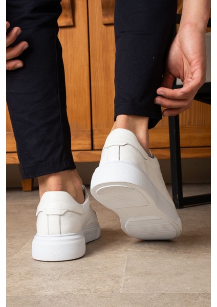 Tommy Erkek Deri Sneaker Ayakkabı Beyaz