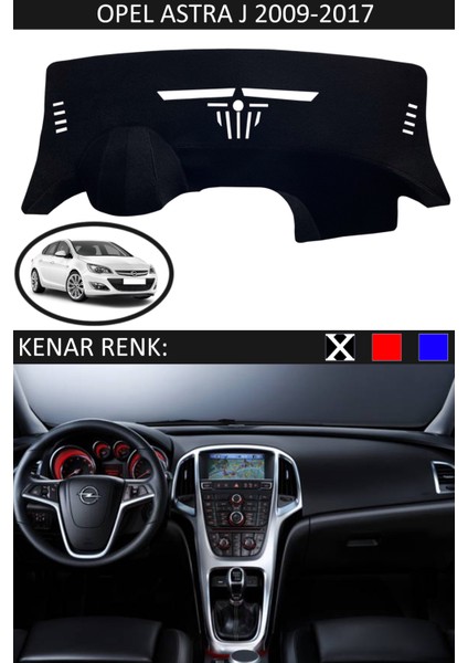 Opel Astra J 2009-2017 Için Uygun Torpido Koruma Halısı Siyah Kenar Renk Siyah