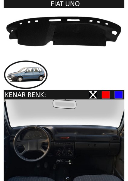 Fiat Uno Için Uygun Torpido Koruma Halısı Siyah Kenar Renk Siyah