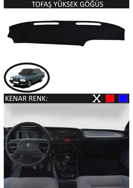 Tofaş Yüksek Göğüs Için Uygun Torpido Koruma Halısı Siyah Kenar Renk Siyah