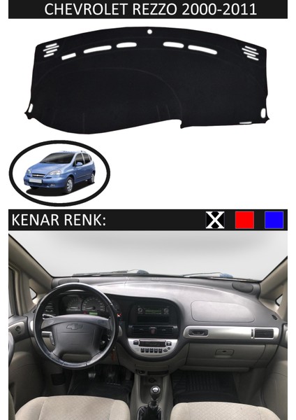 Chevrolet Rezzo 2000-2011 Için Uygun Torpido Koruma Halısı Siyah Kenar Renk Siyah