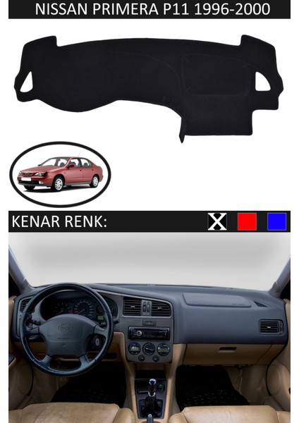Nissan Primera P11 1996-2011 Için Uygun Torpido Koruma Halısı Siyah Kenar Renk Siyah