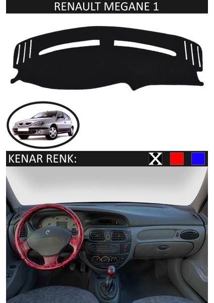 Renault Megane 1 Için Uygun Torpido Koruma Halısı Siyah Kenar Renk Siyah