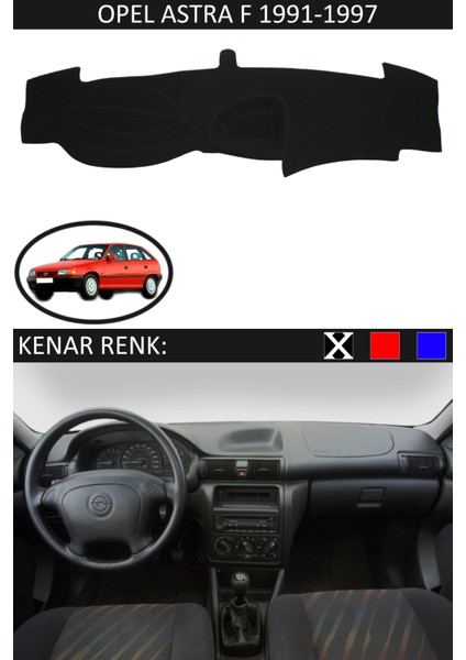 Opel Astra F 1991-1997 Için Uygun Torpido Koruma Halısı Siyah Kenar Renk Siyah