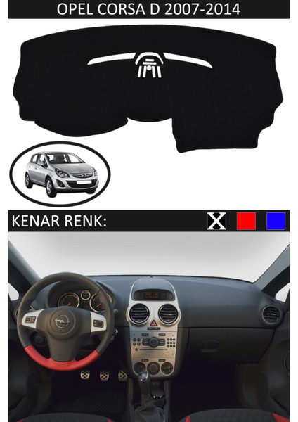 Opel Corsa D 2007-2014 Için Uygun Torpido Koruma Halısı Siyah Kenar Renk Siyah