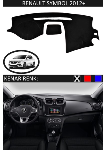 Renault Symbol 2012+ Için Uygun Torpido Koruma Halısı Siyah Kenar Renk Siyah