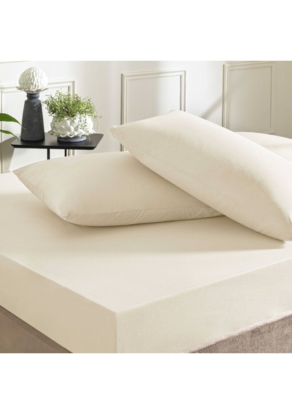 Ranforce Lastikli King Size Çarşaf Set Ekru