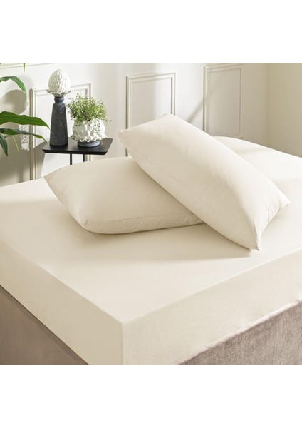 Ranforce Lastikli King Size Çarşaf Set Ekru