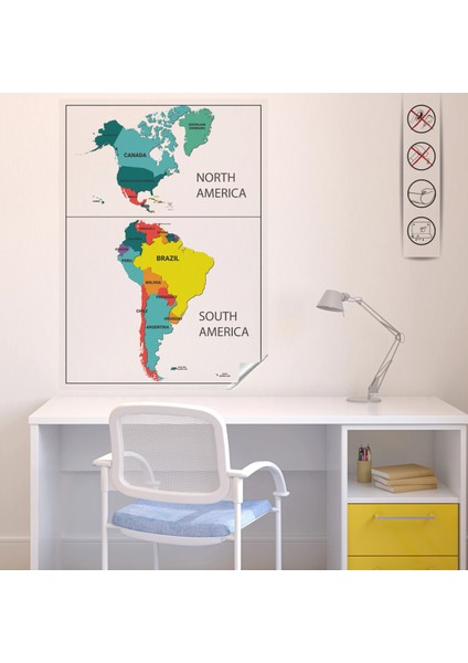 Statik Kağıt Renkli Amerika Haritası 150 cm x 210 cm 10