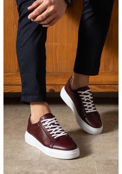 Tommy Erkek Deri Sneaker Ayakkabı Bordo fiyatları