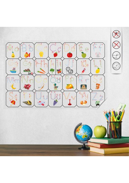 Statik Kağıt Türkçe Alfabe 70 cm x 100 cm 10