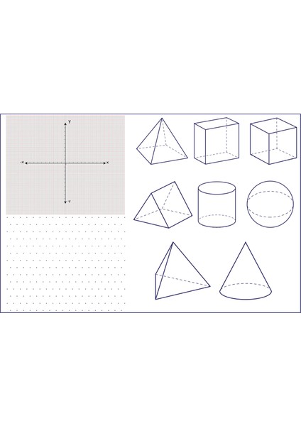 Statik Kağıt Geometrik Cisimler ve Koordinat Sistemi 100 cm x 150 cm 10