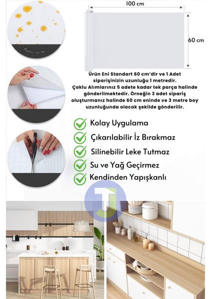 Kendinden Yapışkanlı Dokulu Ahşap Görünümlü Premium Mutfak Duvar Dolap Kaplama 60CMX100CM Açık Renk Ahşap