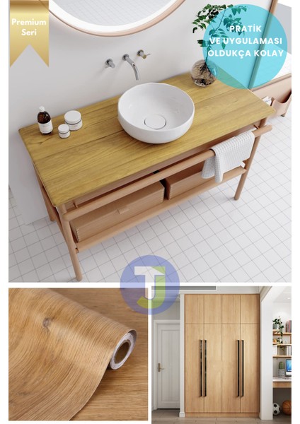 Kendinden Yapışkanlı Dokulu Ahşap Görünümlü Premium Mutfak Duvar Dolap Kaplama 60CMX300CM Koyu Renk Ahşap indirimleri