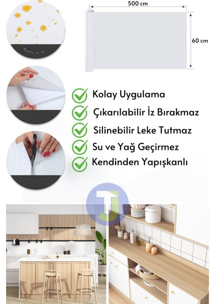 Kendinden Yapışkanlı Dokulu Ahşap Görünümlü Premium Mutfak Duvar Dolap Kaplama 60CMX500CM Açık Renk Ahşap