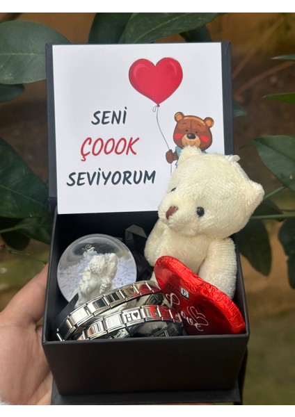 Sevgililer Günü Özel Hediye Kutusunda Melek Kar Küresi Çift Bileklik Ayıcık Anahtarlık Kutu Hediye fırsatları
