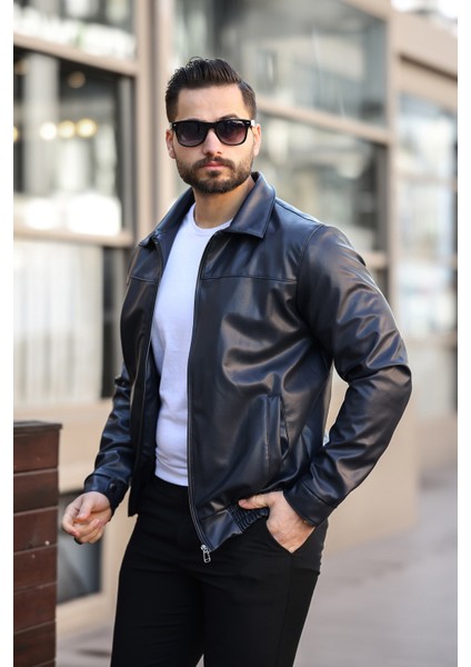 Erkek Siyah Deri Ceket modelleri