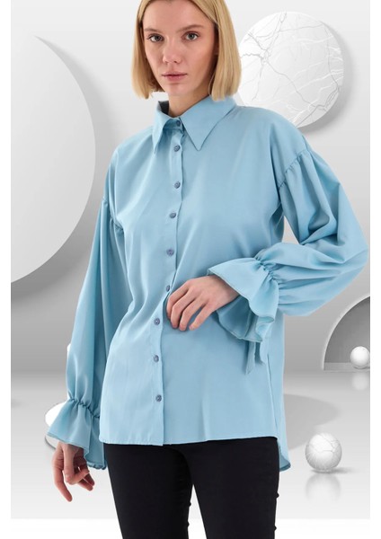 Oversize Büzgü Detaylı Saten Bluz fırsatları