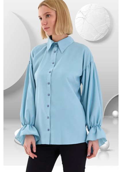 Oversize Büzgü Detaylı Saten Bluz indirimleri