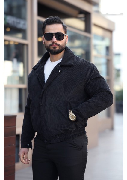 Erkek Rüzgar Geçirmez Siyah Kadife Mont modelleri