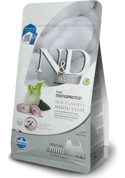 Nd White Tahılısız Mini Adult 2kg Levrek Rezene ve Spirulina Küçük Irk Beyaz Yetişkin Köpek Maması fiyatları