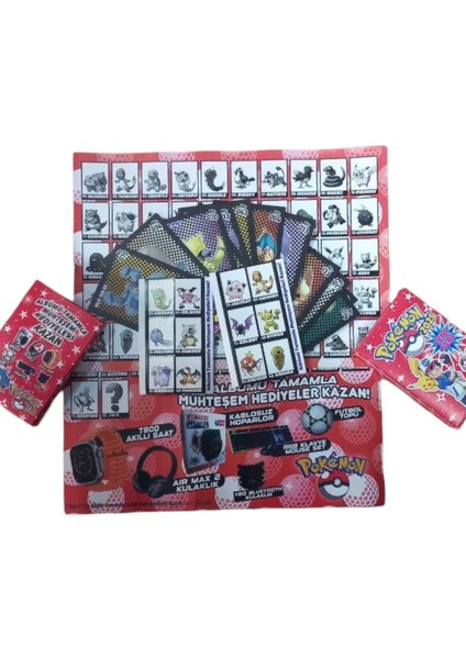 Pokemon 2025 Eğlence Serisi | 10 Kutu Içinde Toplam 60 Kart 60 Stickers Oyun Kartları Hediye Albümü Tamamla Jokeri Bul modelleri