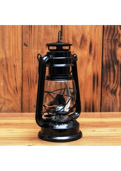 Vıp 24 cm Metal Gemici Feneri Kamp Lambası Çadır Lambası Siyah Gaz Lambası 24 cm Siyah Gemici Feneri