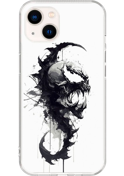 Apple iPhone 14 Uyumlu Şeffaf Kılıf Venom Tasarımlı